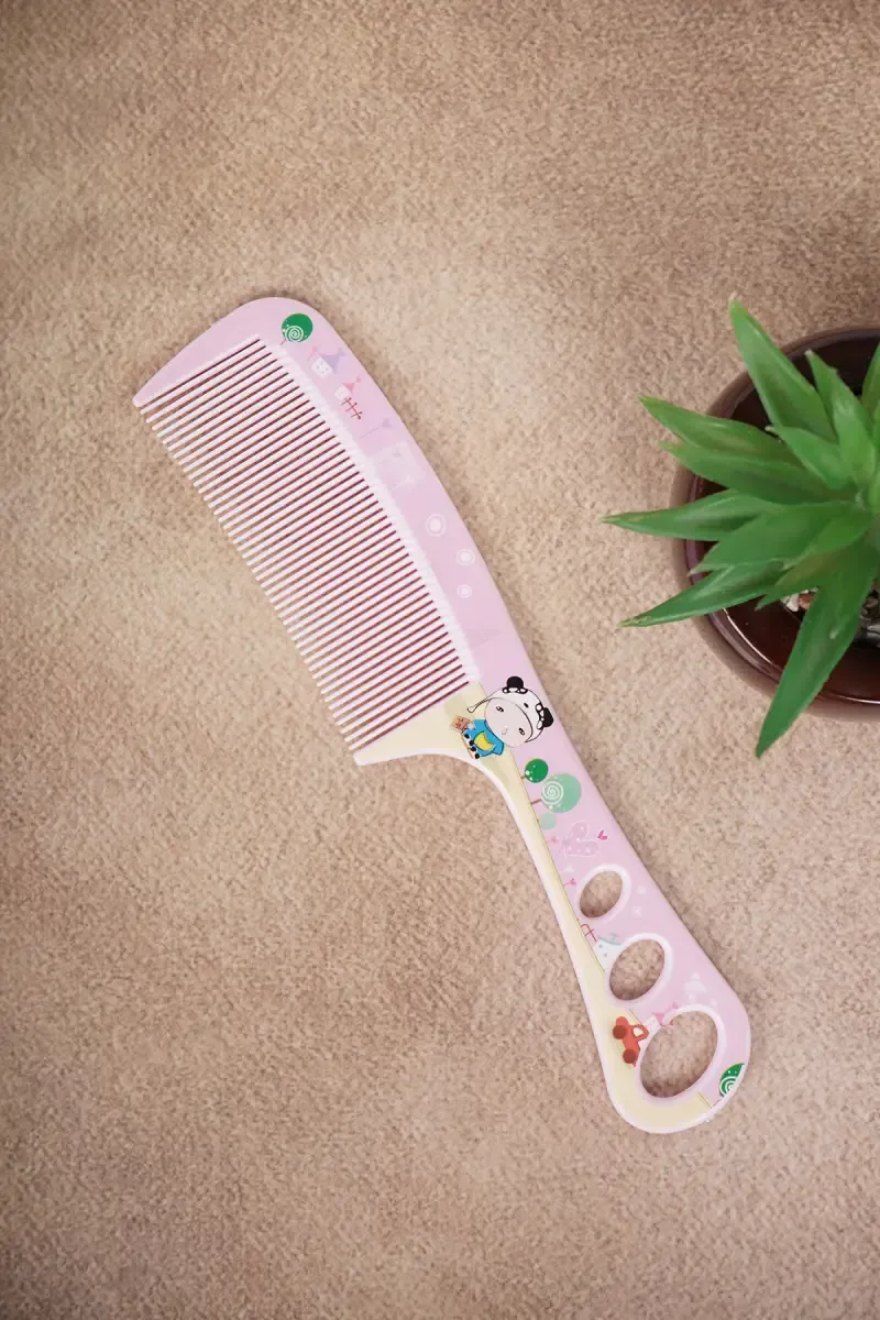 SST Printed De-tangling Comb with Handle (Pink) - Pack of 1  009195PIN
