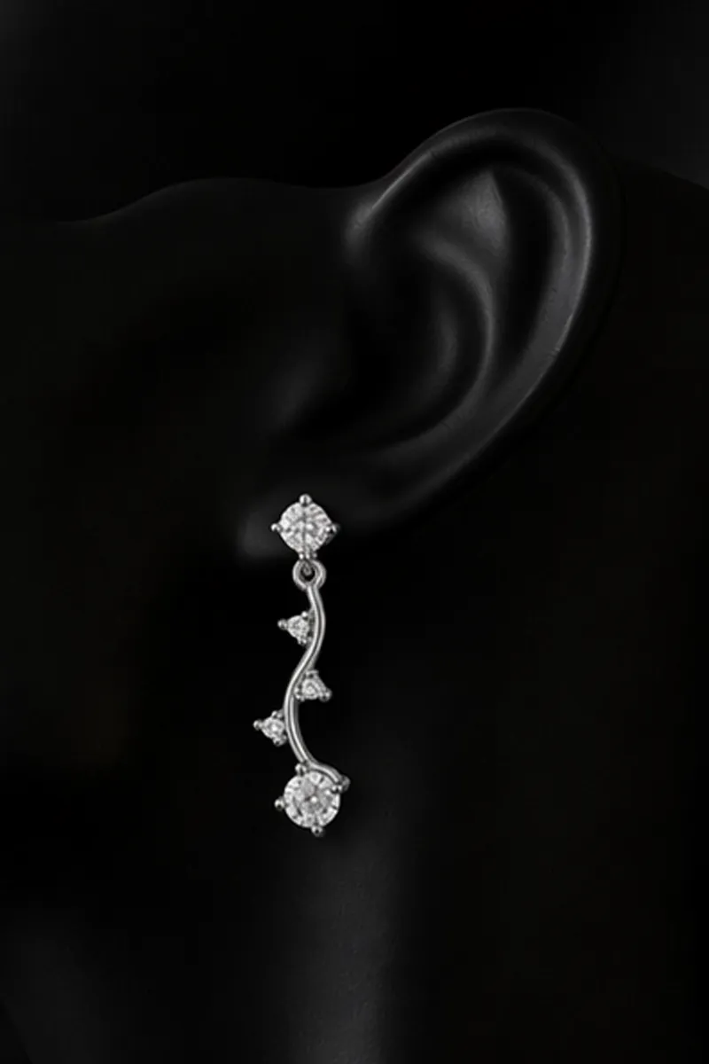 Elegant Silver Vine Drop Earrings for Women