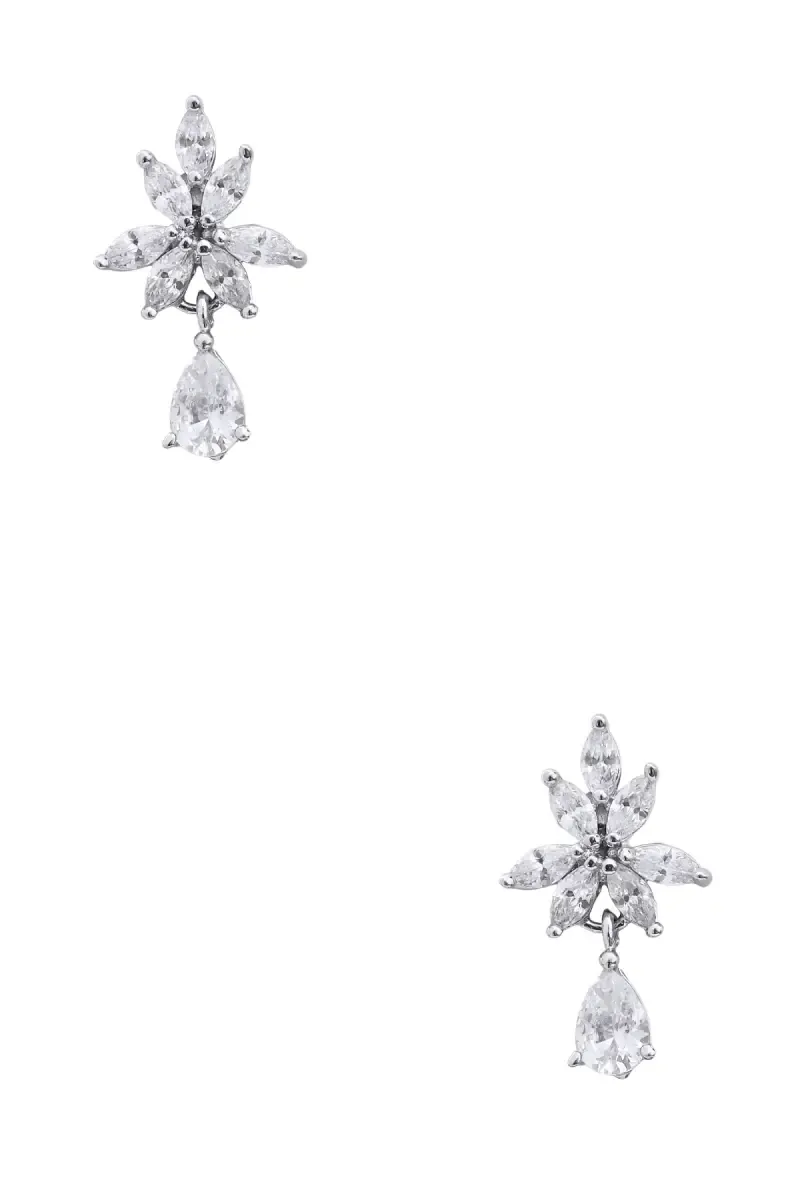 Elegant CZ Floral Drop Earrings for Women