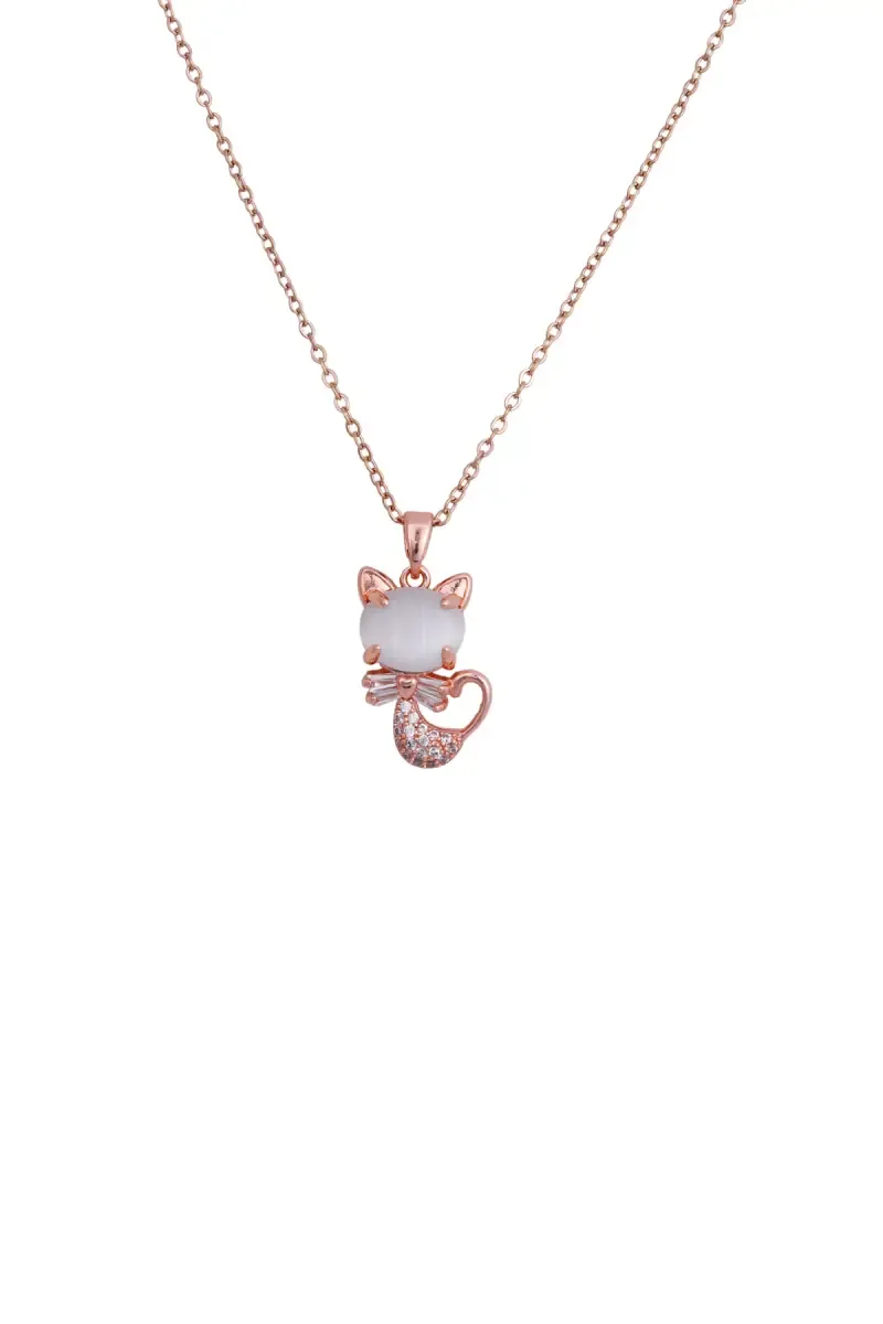 Cubic Zirconia Cat Shape Pendant Chain for Women