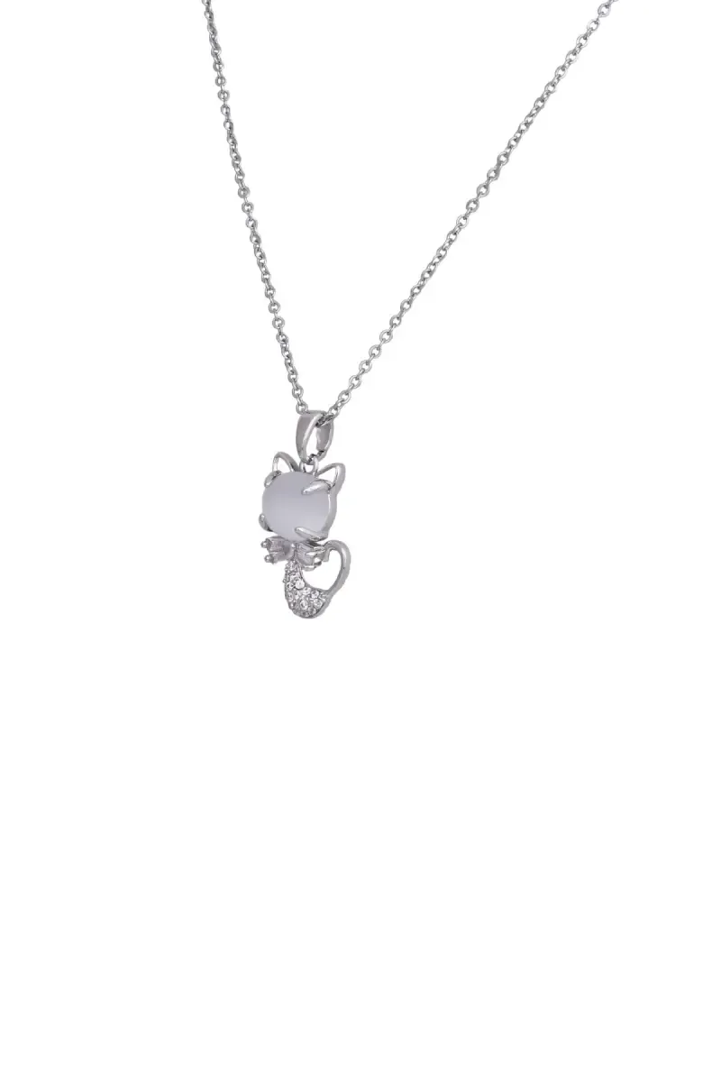 Cubic Zirconia Cat Shape Pendant Chain for Women