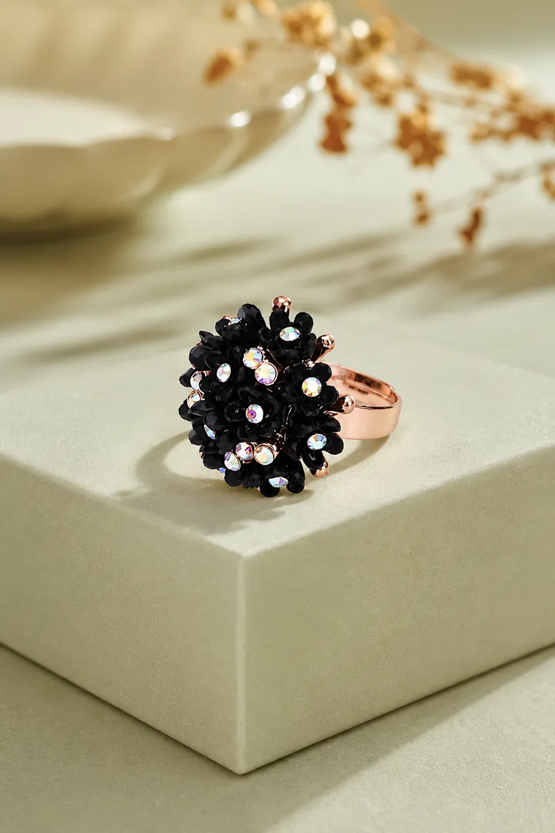 Rose Gold Floral Design Adjustable Ring for Women