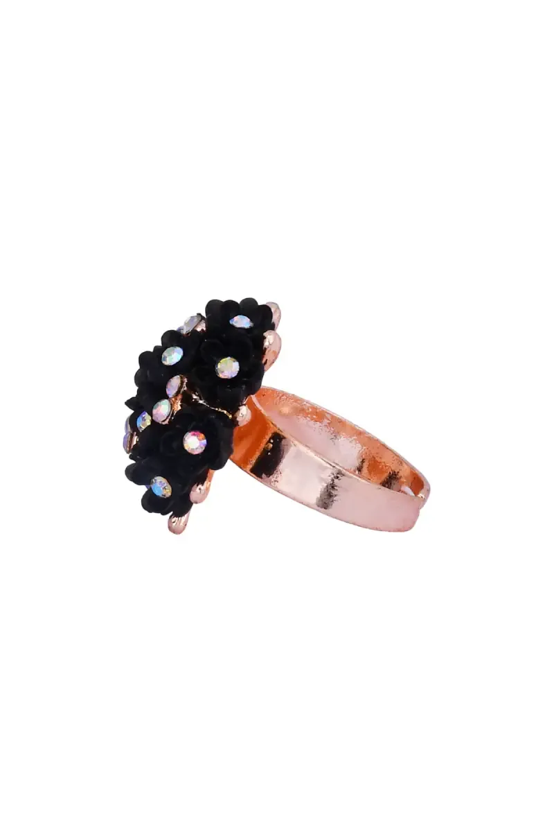 Rose Gold Floral Design Adjustable Ring for Women