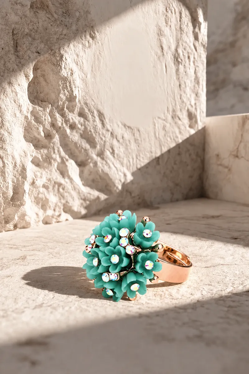 Rose Gold Floral Design Adjustable Ring for Women