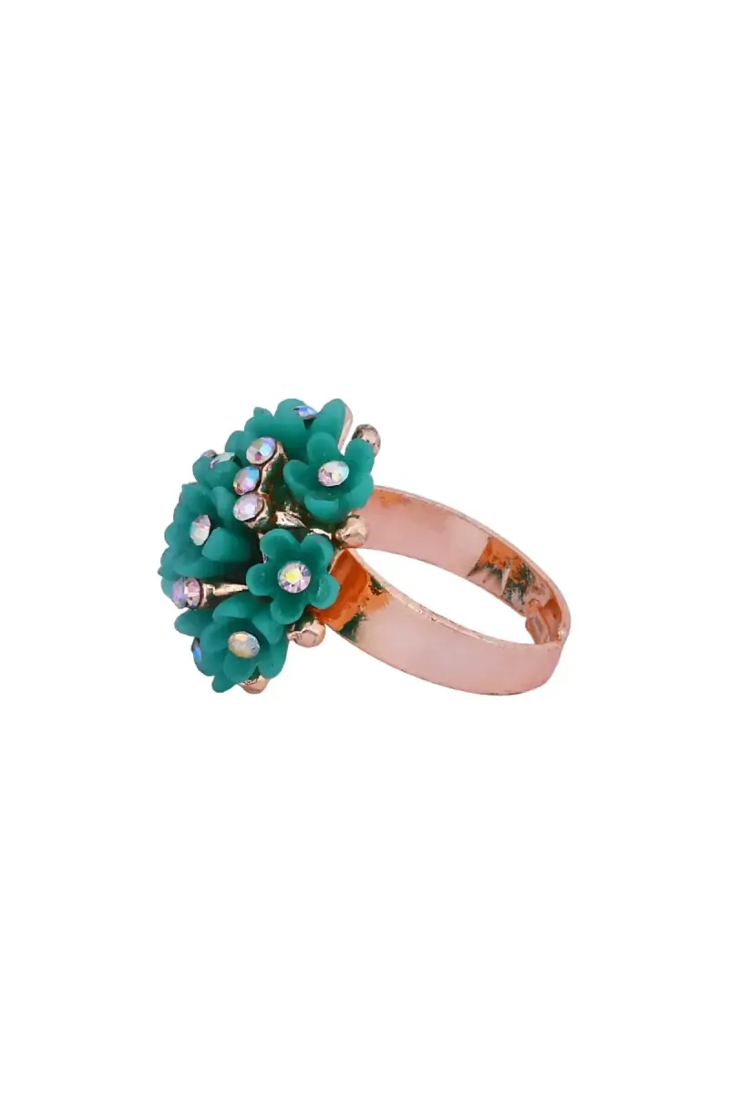 Rose Gold Floral Design Adjustable Ring for Women