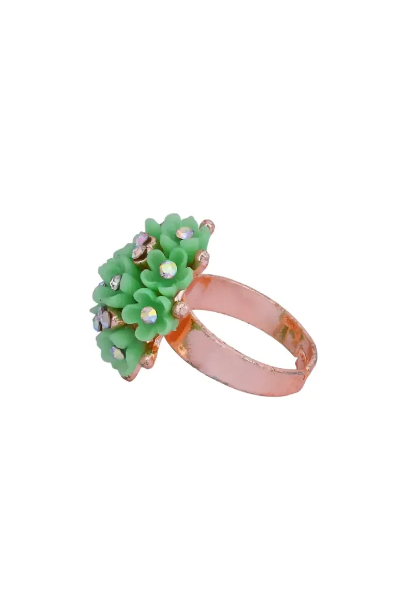 Rose Gold Floral Design Adjustable Ring for Women