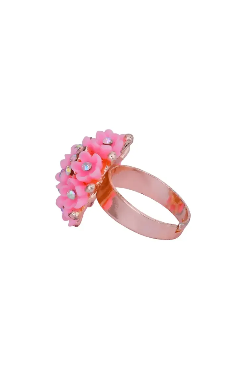 Rose Gold Floral Design Adjustable Ring for Women
