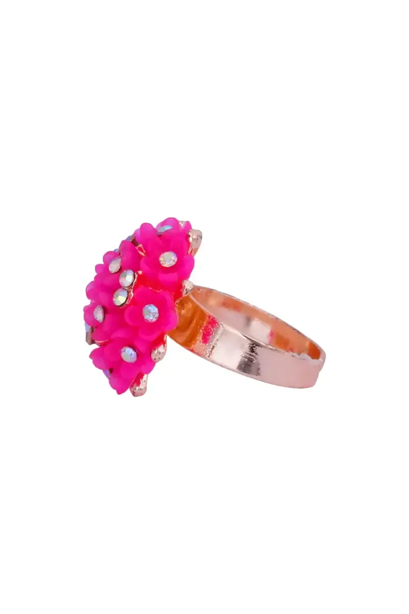 Rose Gold Floral Design Adjustable Ring for Women