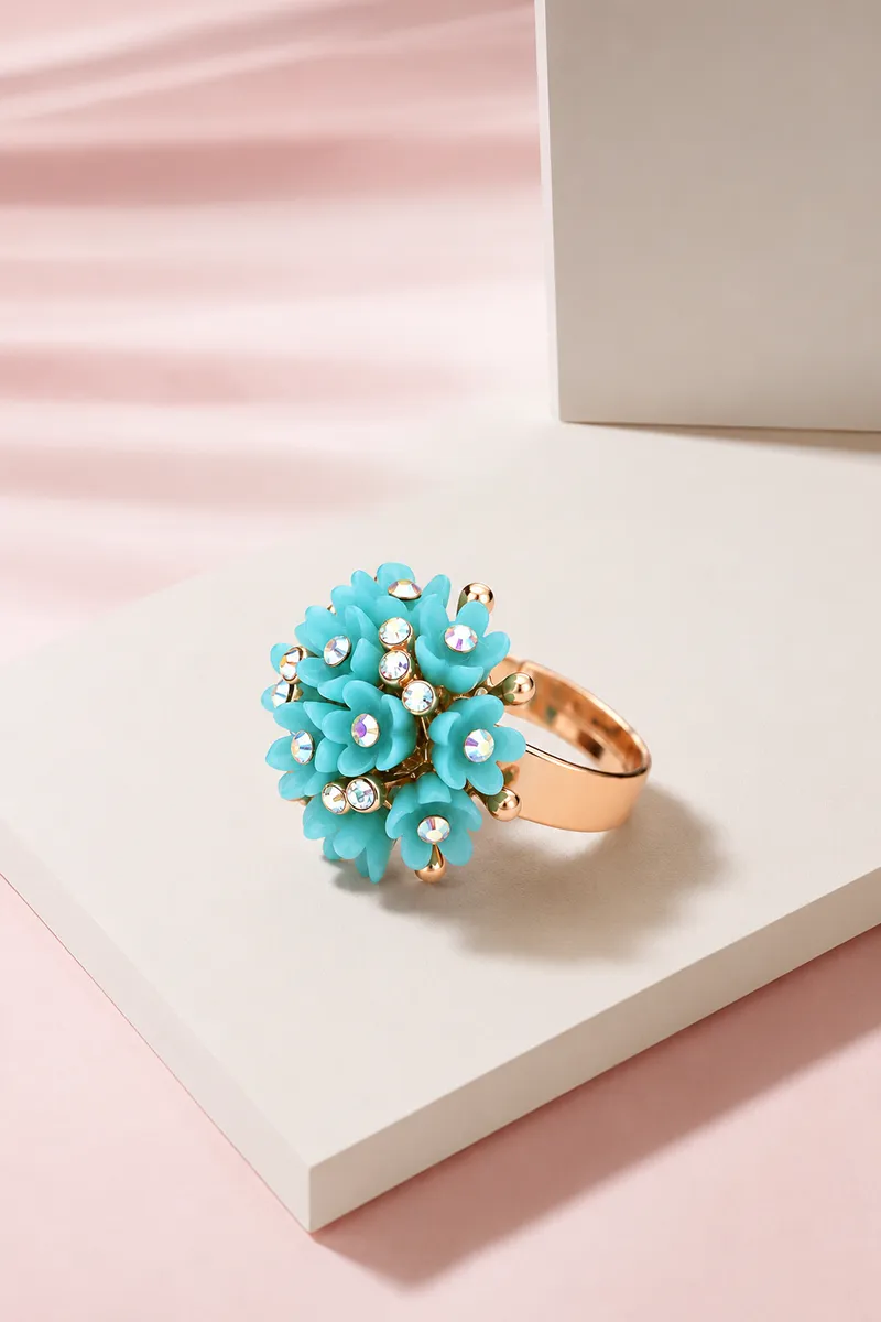 Rose Gold Floral Design Adjustable Ring for Women