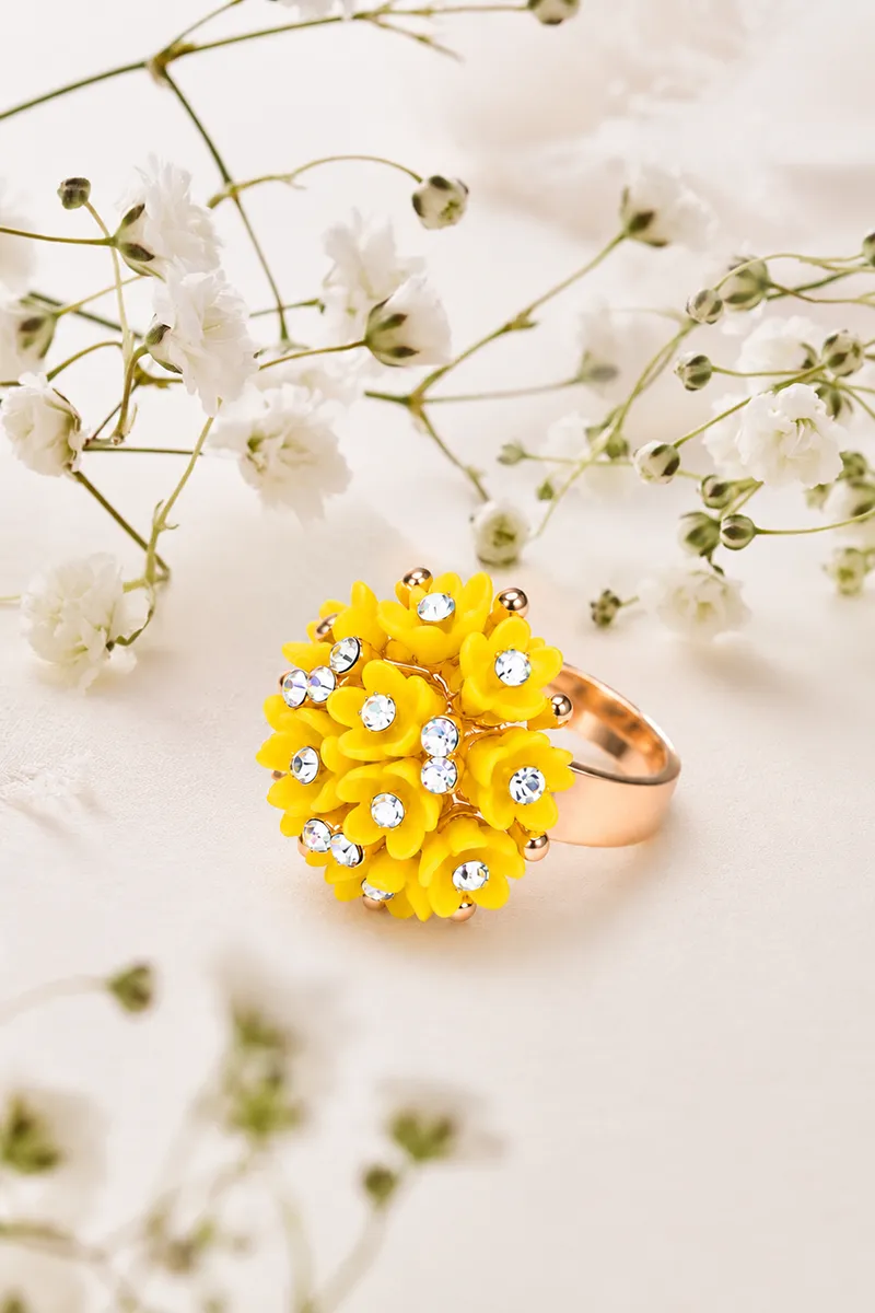 Rose Gold Floral Design Adjustable Ring for Women