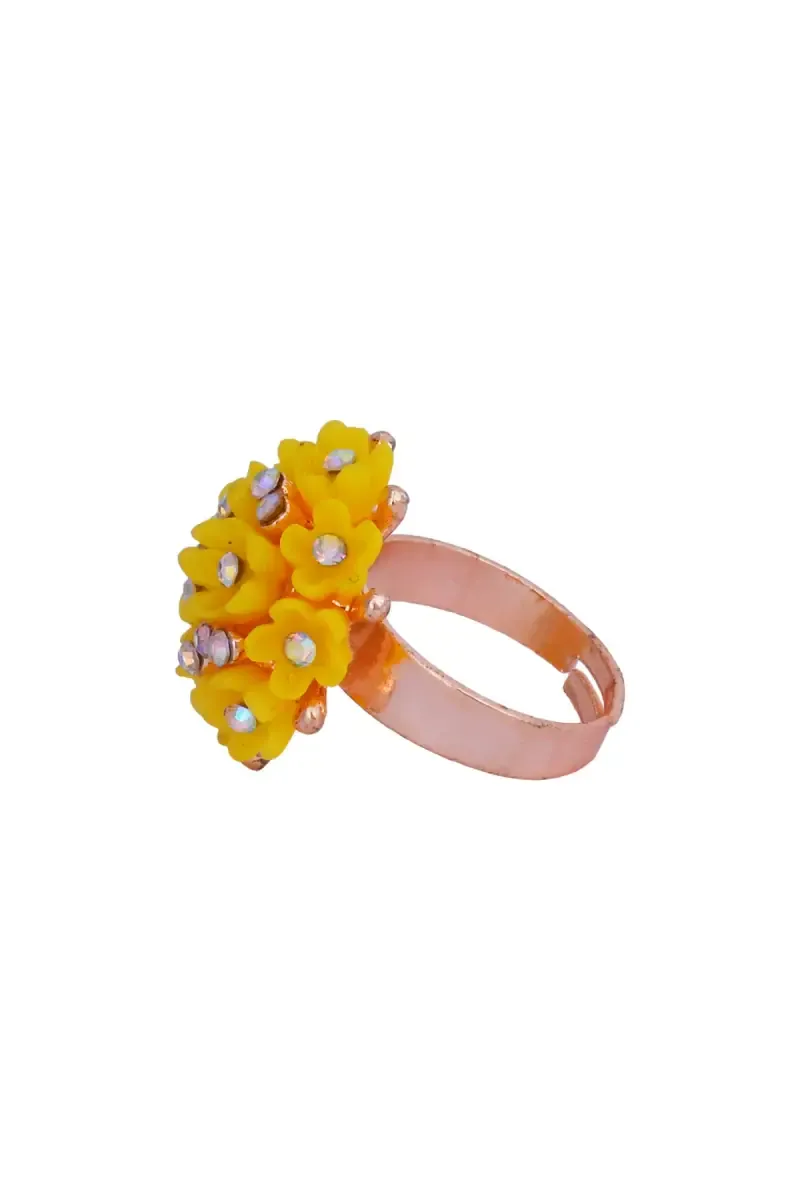 Rose Gold Floral Design Adjustable Ring for Women