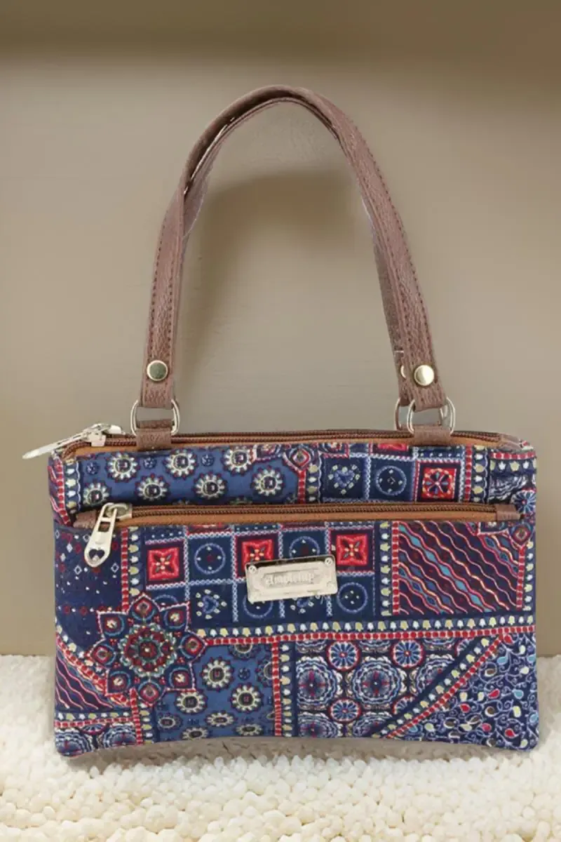 Polyester Printed Small Hand Bag for Women 009544NAVBLU