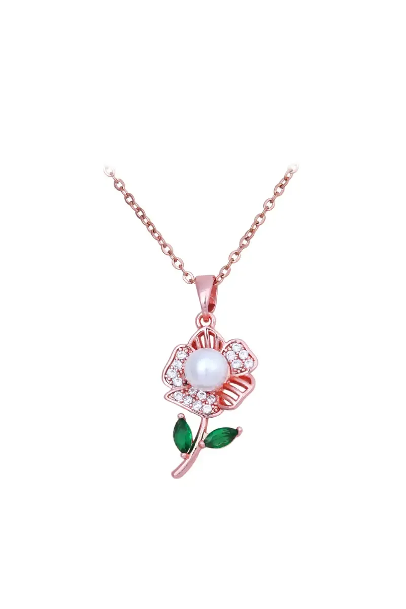 Rose Gold Floral Pendant Chain for Women