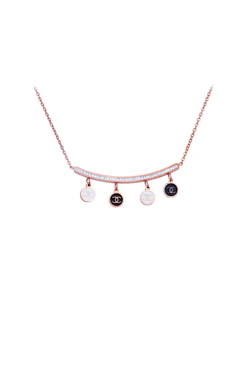 Cubic Zirconia Studded Charms Pendant Chain