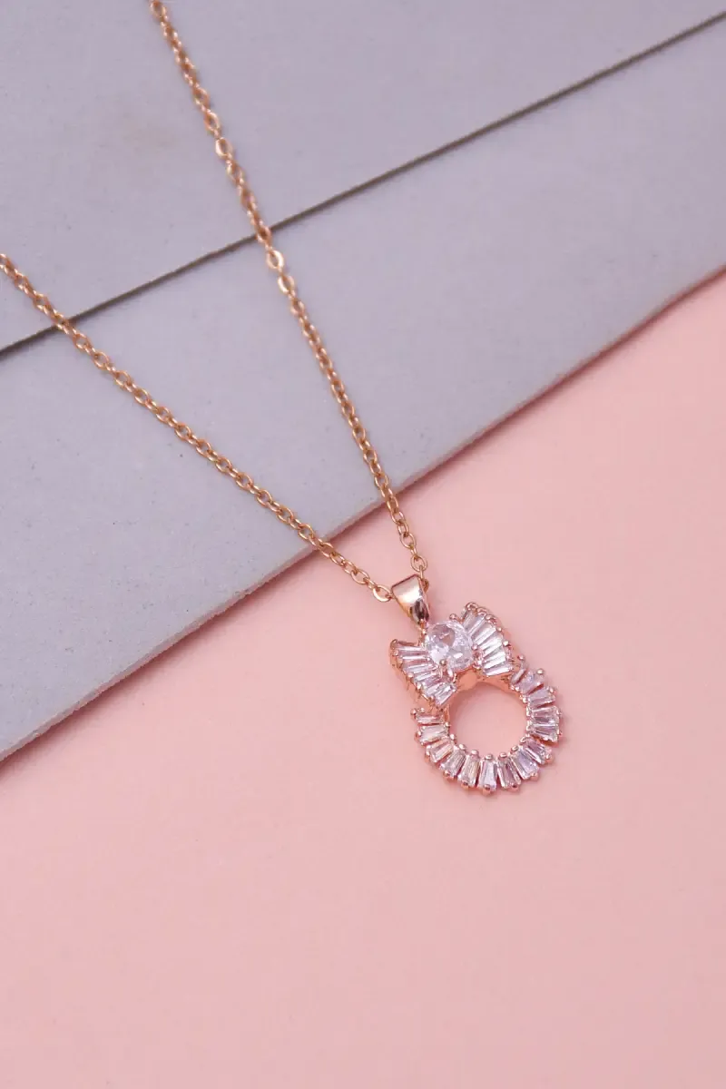 Cubic Zirconia Round Pendant Chain for Women & Girls