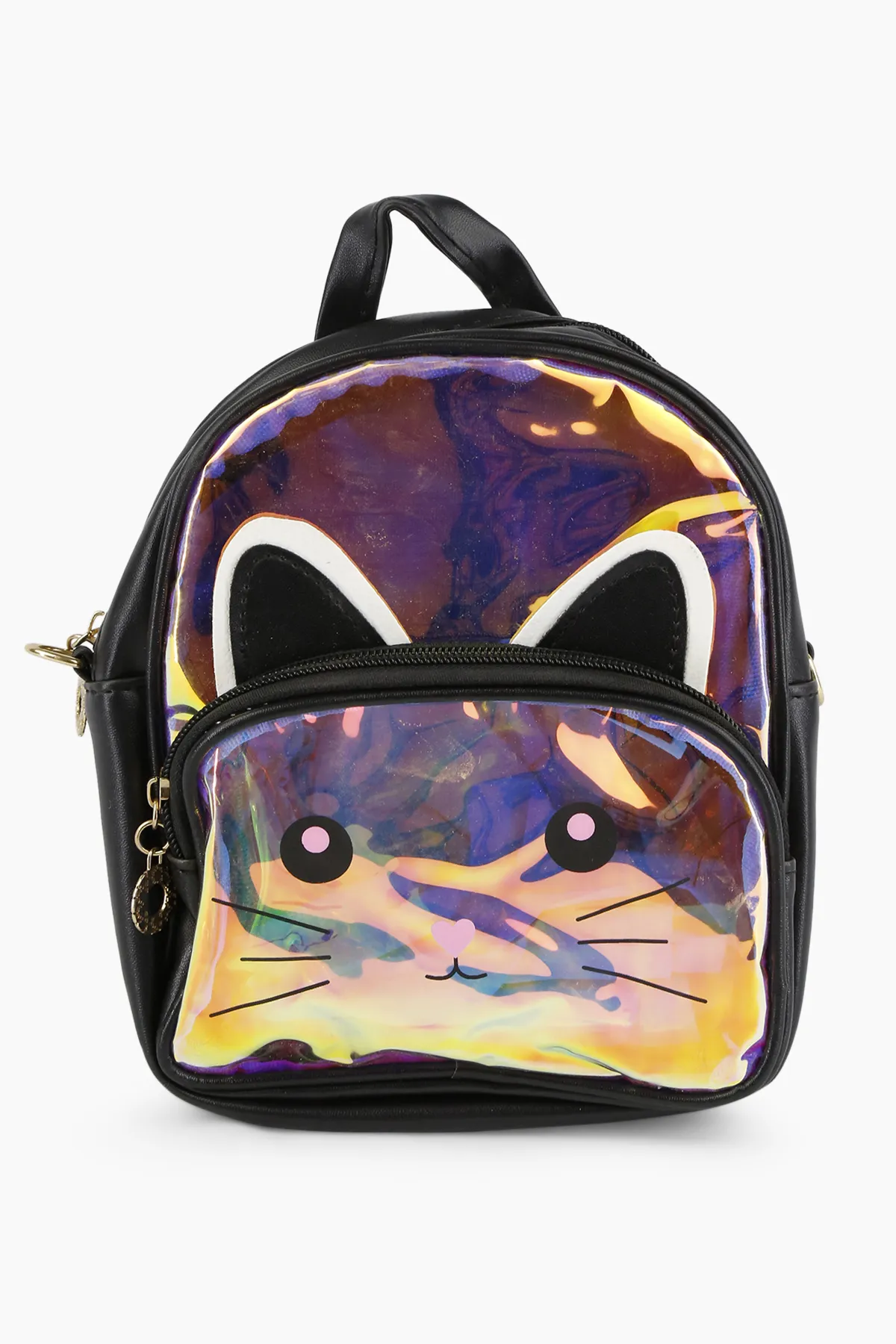 Holographic Cat Printed Backpack For Girls 009770BLA