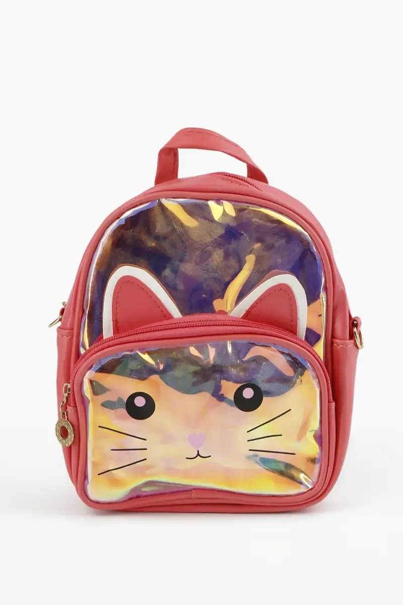 Holographic Cat Printed Backpack For Girls 009770LIGPIN