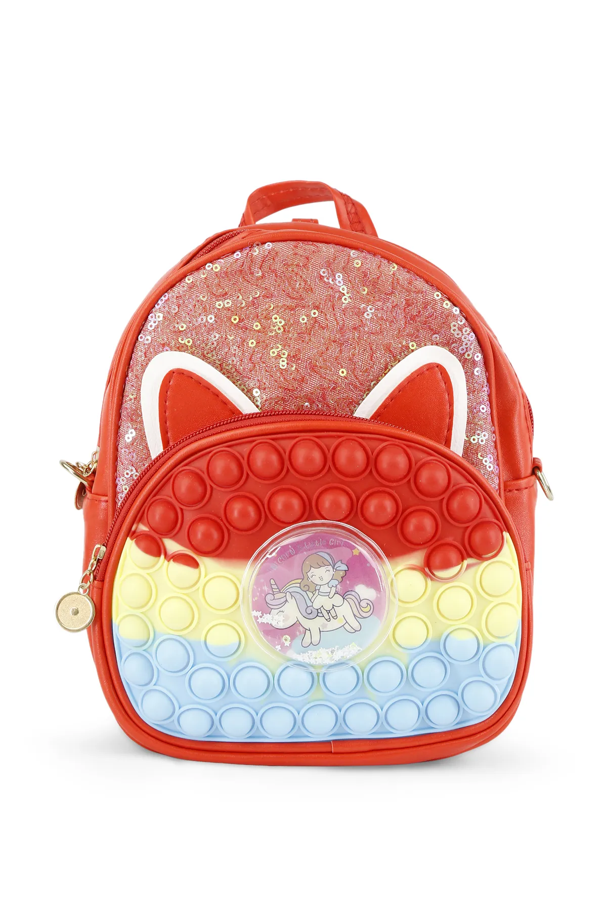 Sequin & Silicon Pop It Backpack for Girls  009774RED