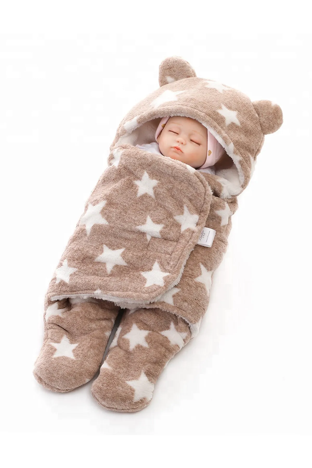Brandonn Newborn Super soft Swaddle Hooded Blanket Wrapper - Pack of 1 (Beige) 009806BEI2
