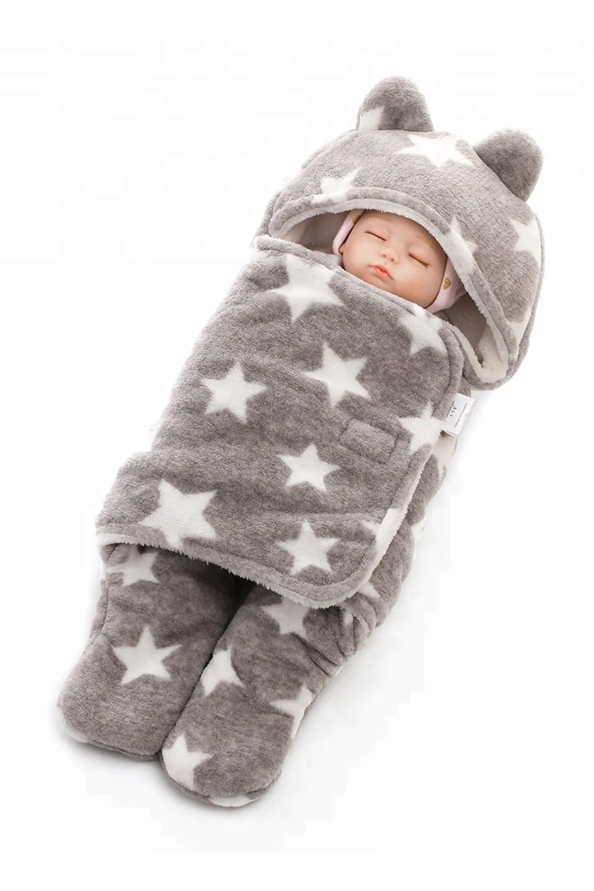 Brandonn Newborn Super soft Swaddle Hooded Blanket Wrapper - Pack of 1 (Grey) 009806GRE2