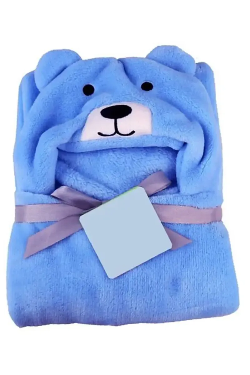 Baby Zone Coral Fleece Embroidered Crib Hooded Baby Blanket (Blue) 009854BLU2