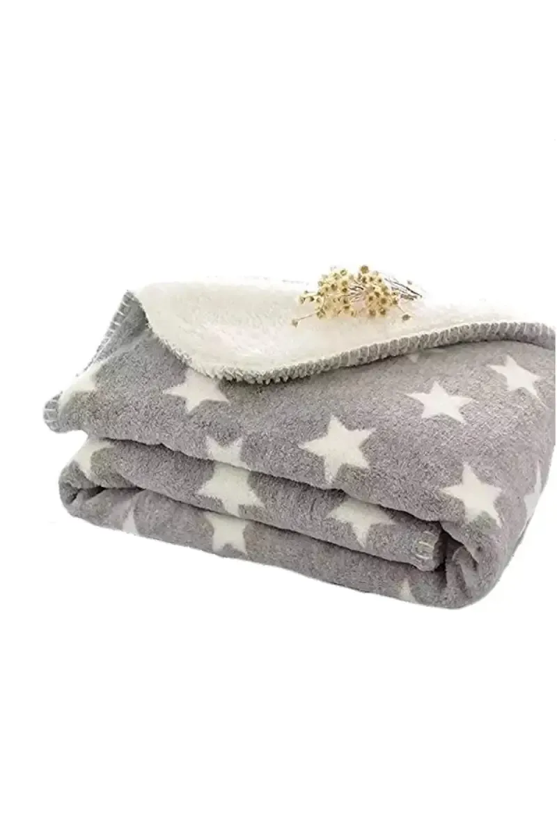 Coral Fleece Hooded Baby Blanket -1 Pc (Grey)