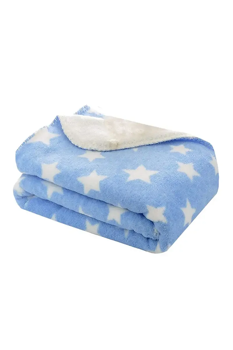 Coral Fleece Hooded Baby Blanket -1 Pc (Sky Blue)