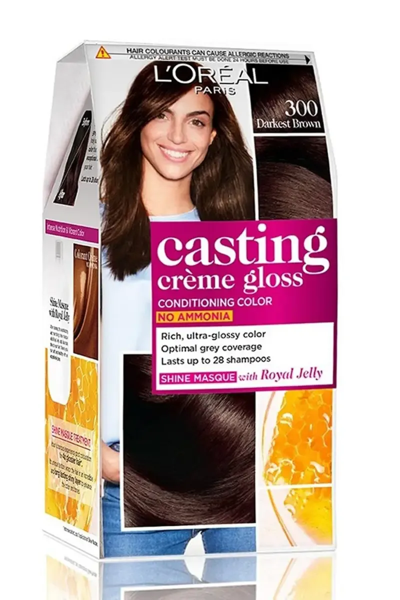 L'Oreal Paris Casting Creme Gloss Hair Color (Darkest Brown) - 87.5g+72ml