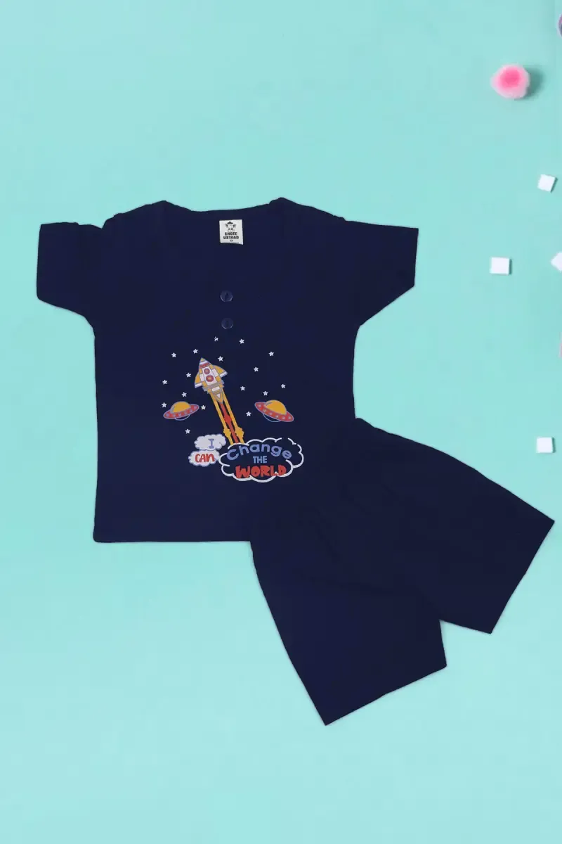 Just Born Printed T-shirt with Shorts Set (2-Pcs Set)