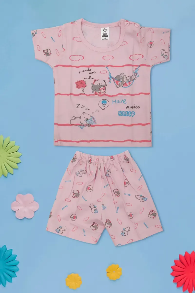Cotton T-shirt with Shorts Set for Just Born (2-Pcs Set)