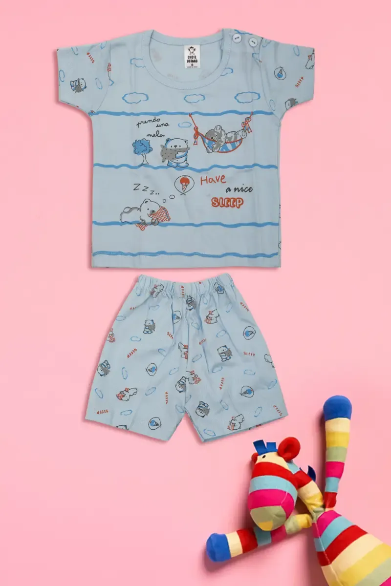 Cotton T-shirt with Shorts Set for Just Born (2-Pcs Set) 010192SKYBLU612