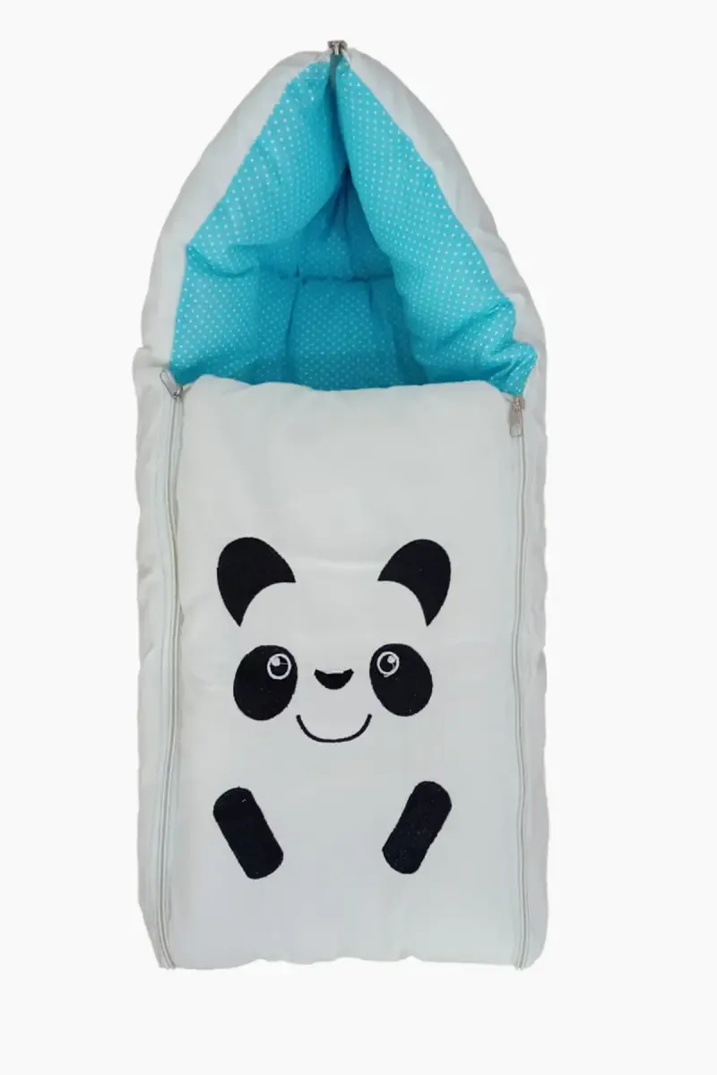 Baby Panda Embroidered Sleeping Bag For Babies Pack of 1 (Blue)