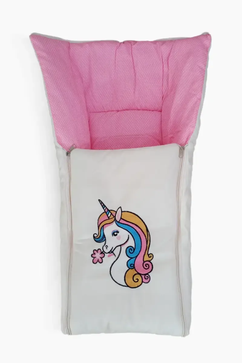 Unicorn Pattern Baby Sleeping Quilt Cum Sleeping Bag (Pink)