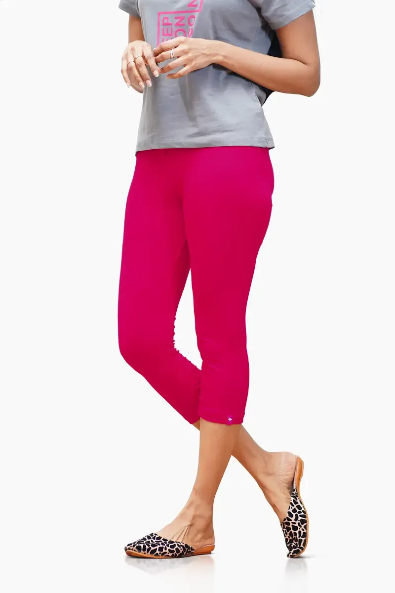 Cotton Lycra Blend Skinny Fit Capri Leggings for Women 010306XXLDEEPIN