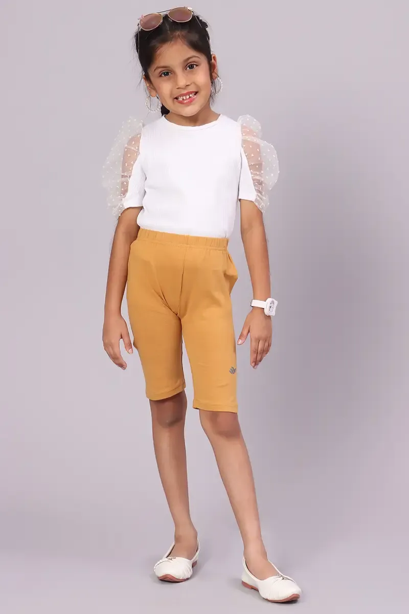 Girl's Cotton Spandex Solid Shorts (4-12 Yrs) 010307CHI810YRS