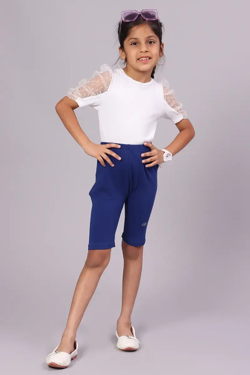 Girl's Cotton Spandex Solid Shorts (4-12 Yrs) 010307ROYBLU46YRS