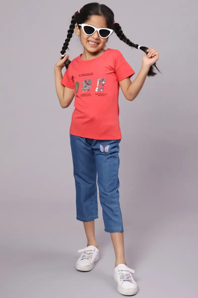 Cotton Blend Printed T-Shirt for Girl ( 3 - 12 Yrs) 01034256YRSDEEPIN