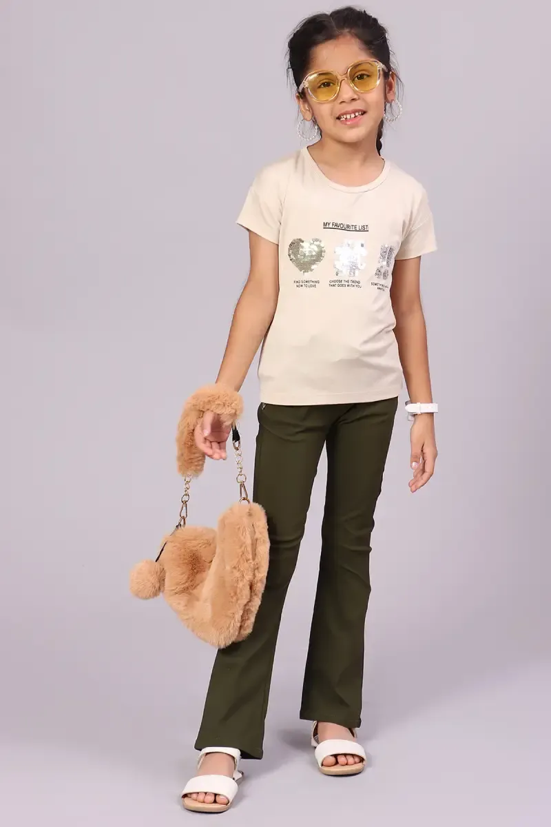 Cotton Blend Printed T-Shirt for Girl ( 3 - 12 Yrs) 010342910YRSCRE