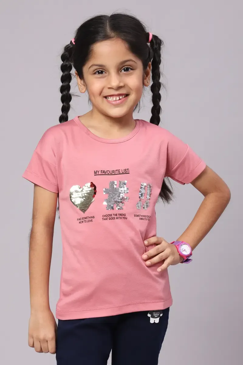Cotton Blend Printed T-Shirt for Girl ( 3 - 12 Yrs) 010342910YRSPIN