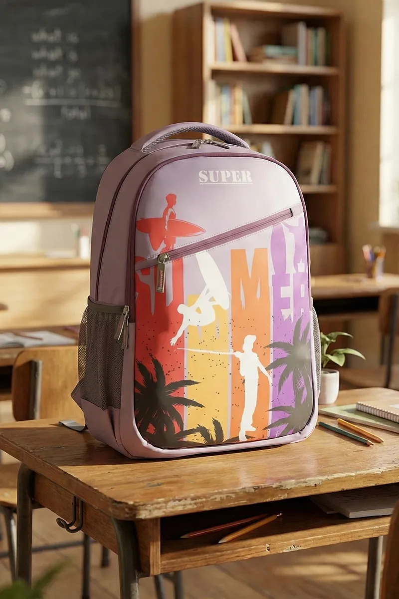 Polyester Printed School Bag for Unisex 010365PUR
