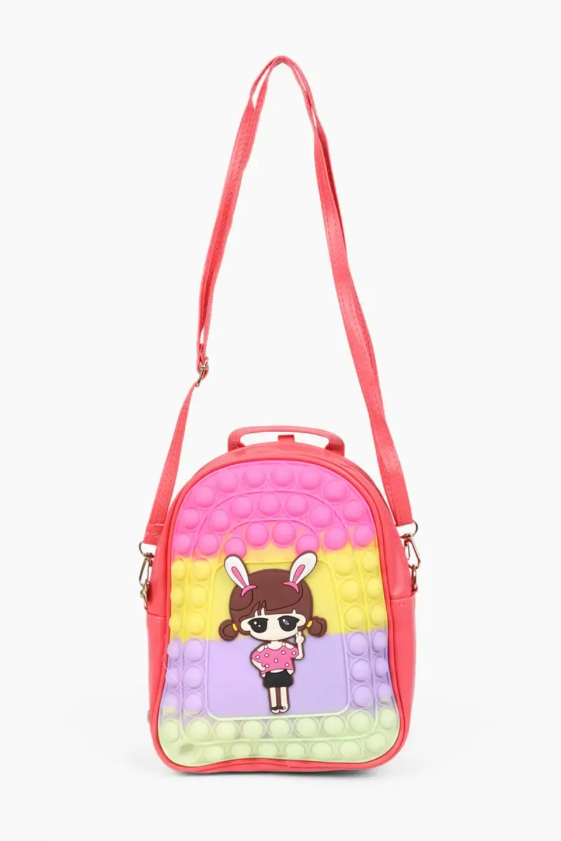 Girl's Silicone Pop it trendy Girl print Backpack