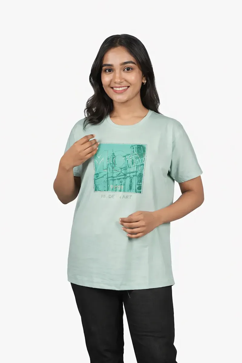 Cotton Blend Graphic Printed T-Shirt for Women 0103815XLLIGGRE