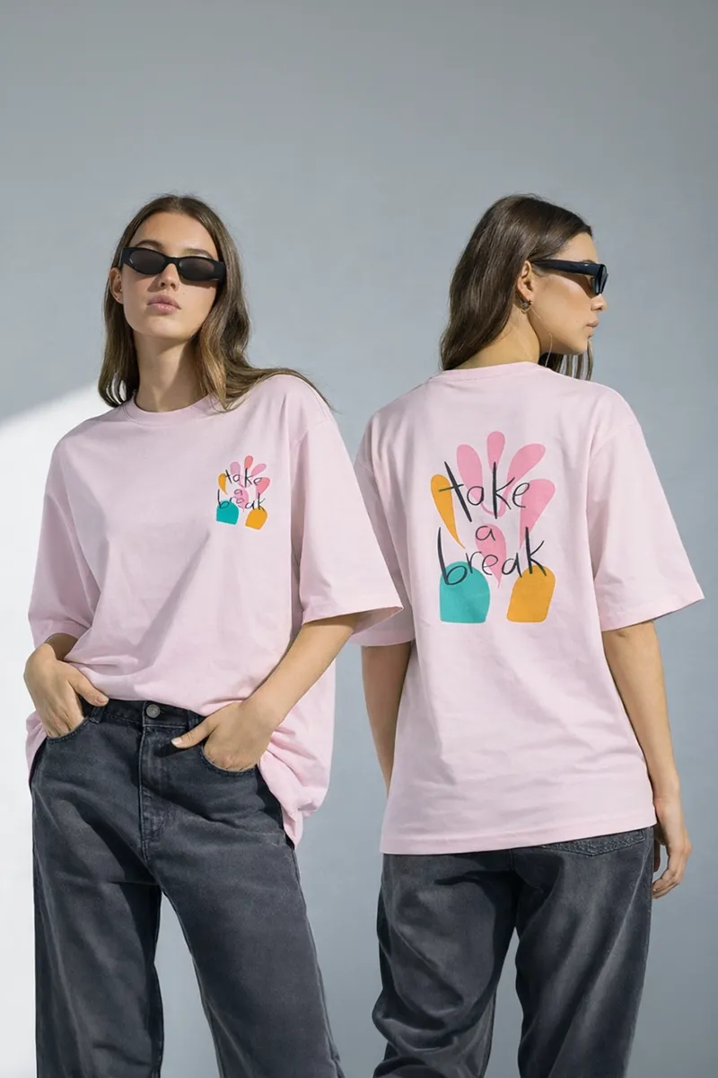 Cotton Typographic Printed T-Shirt for Women 010385XXLBABPIN