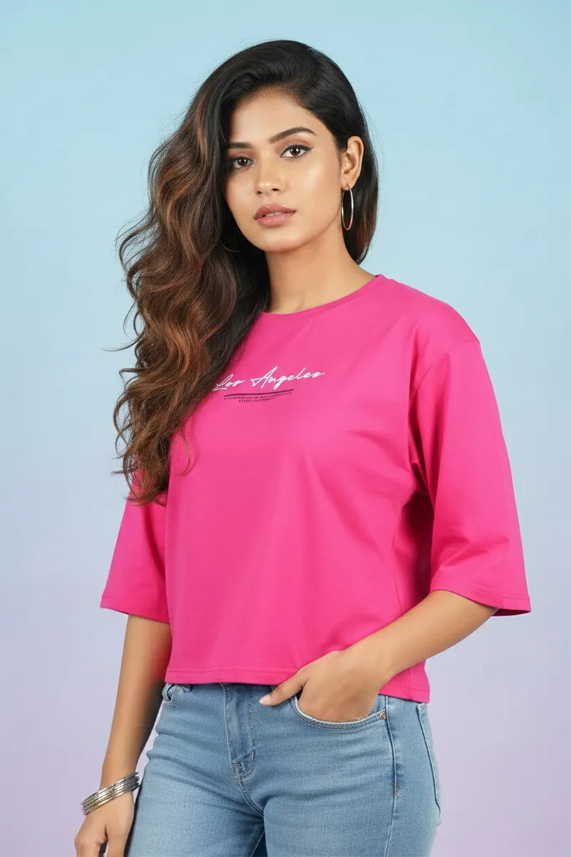 Cotton Blend Typographic Printed T-Shirt for Women 010393XLDEEPIN2