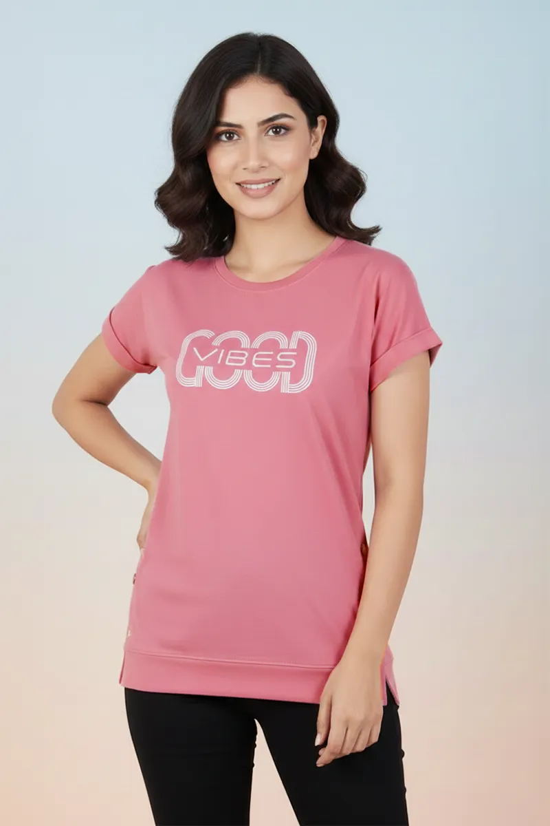 Cotton Blend Printed T-Shirt for Women 010408XXLPEA