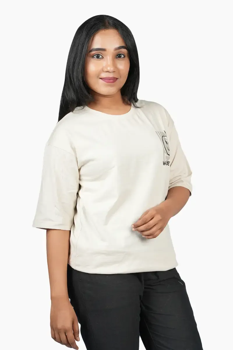 Cotton Blend Graphic Printed T-Shirt for Women 010420LBEI