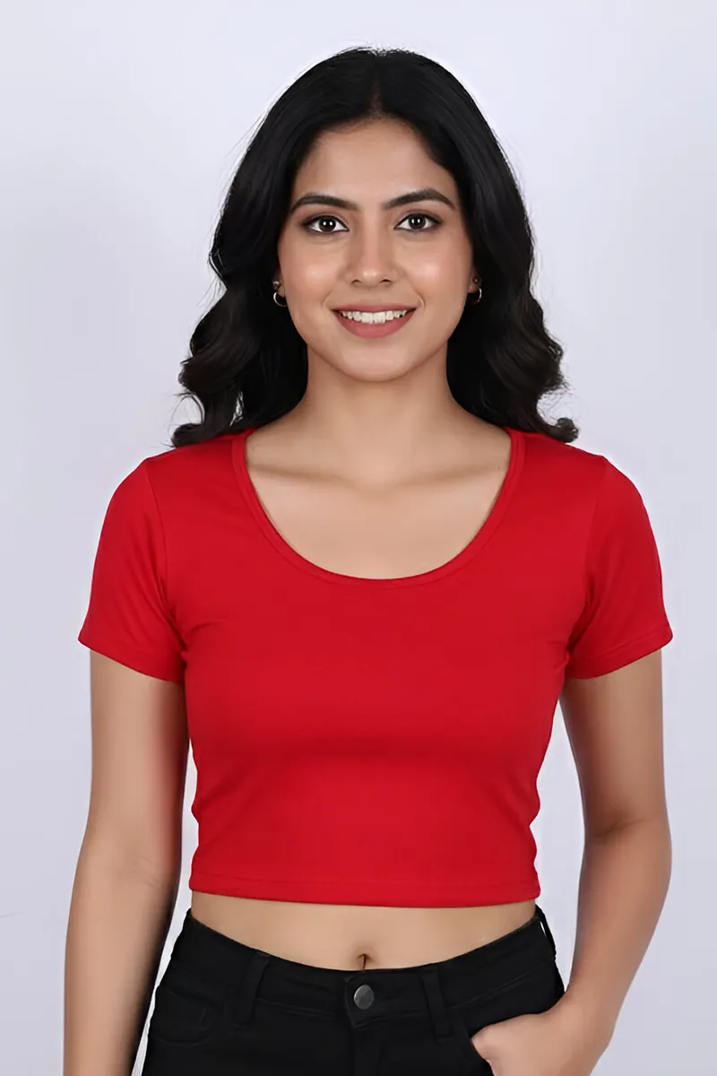 Cotton Lycra Solid Readymade Blouse for Women