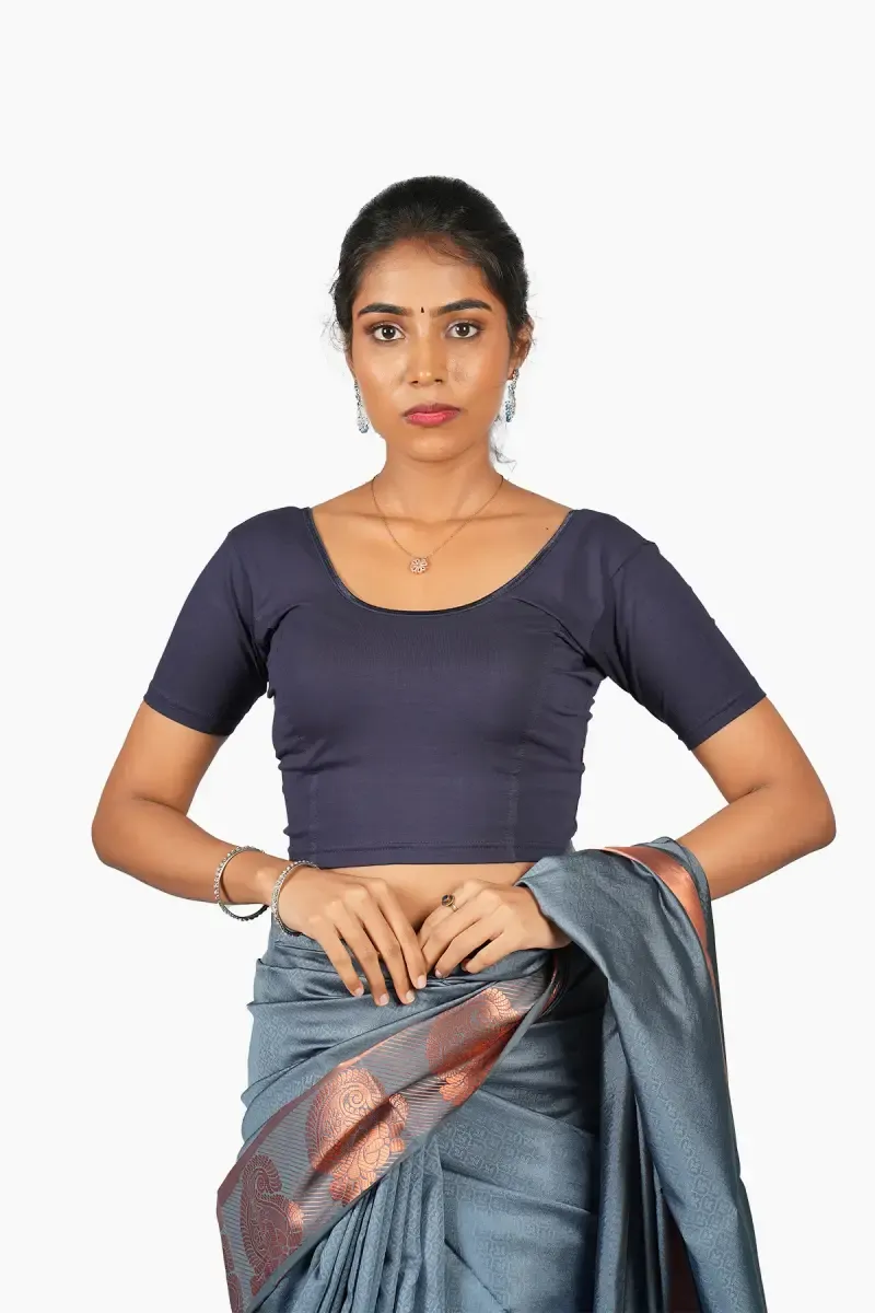 Cotton Lycra Solid Readymade Blouse for Women