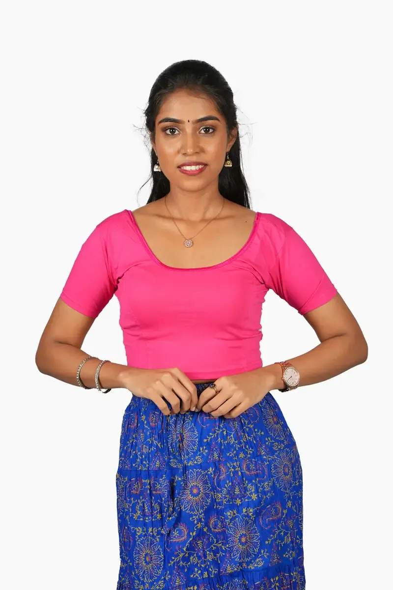 Cotton Lycra Solid Readymade Blouse for Women