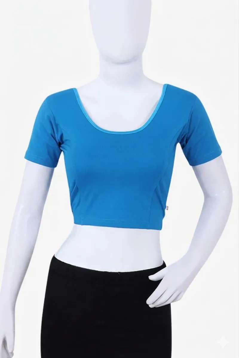 Cotton Lycra Solid Readymade Blouse for Women